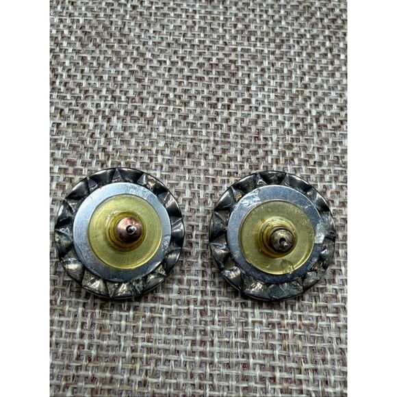 Large Crystal Statement Stud Earrings Round Rhinestone Posts - Picture 4 of 7